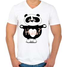 PRINTFASHION Panda ölelés - Férfi V-nyakú póló - Fehér férfi póló