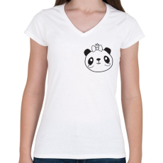PRINTFASHION Panda páros 2 - Női V-nyakú póló - Fehér