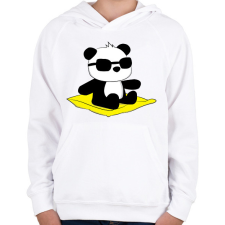 PRINTFASHION Panda strandol - Gyerek kapucnis pulóver - Fehér gyerek pulóver, kardigán