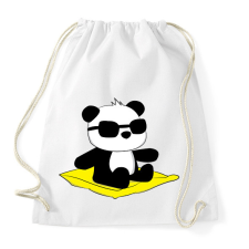 PRINTFASHION Panda strandol - Sportzsák, Tornazsák - Fehér tornazsák