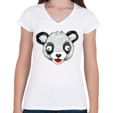 PRINTFASHION Panda Team Leader - Női V-nyakú póló - Fehér