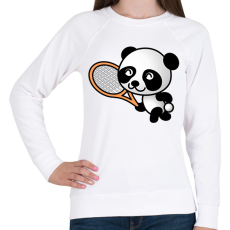 PRINTFASHION Panda teniszezik - Női pulóver - Fehér