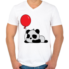 PRINTFASHION Panda ünnepel - Férfi V-nyakú póló - Fehér férfi póló