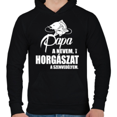 PRINTFASHION Papa a nevem... - Férfi kapucnis pulóver - Fekete