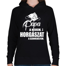 PRINTFASHION Papa a nevem... - Női kapucnis pulóver - Fekete