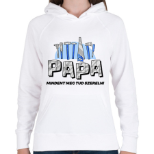 PRINTFASHION Papa a szerelő - Női kapucnis pulóver - Fehér női pulóver, kardigán