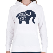 PRINTFASHION Papa elefánt - Női kapucnis pulóver - Fehér női pulóver, kardigán