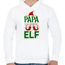 PRINTFASHION Papa elf - Férfi kapucnis pulóver - Fehér férfi pulóver, kardigán