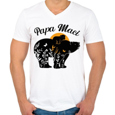 PRINTFASHION Papa maci - Férfi V-nyakú póló - Fehér férfi póló