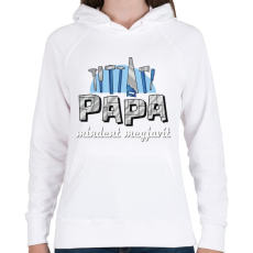 PRINTFASHION Papa mindent magjavít - Női kapucnis pulóver - Fehér