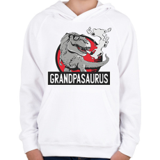 PRINTFASHION Papa szaurusz grandpasaurus - Gyerek kapucnis pulóver - Fehér