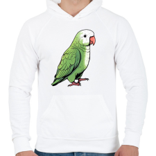 PRINTFASHION Papagáj - Férfi kapucnis pulóver - Fehér férfi pulóver, kardigán
