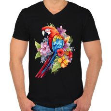 PRINTFASHION Papagáj  - Férfi V-nyakú póló - Fekete