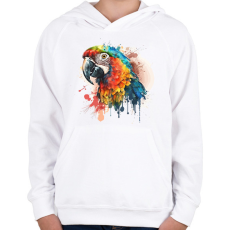 PRINTFASHION Papagáj  - Gyerek kapucnis pulóver - Fehér