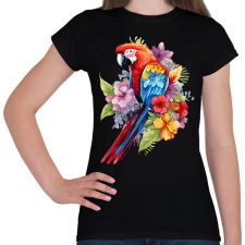 PRINTFASHION Papagáj  - Női póló - Fekete női póló