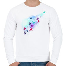 PRINTFASHION Paper birds - Férfi pulóver - Fehér férfi pulóver, kardigán