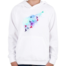 PRINTFASHION Paper birds - Gyerek kapucnis pulóver - Fehér gyerek pulóver, kardigán