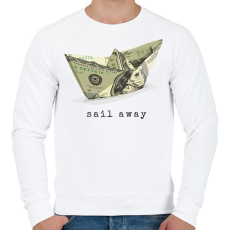 PRINTFASHION Papírcsónak pénzből - Férfi pulóver - Fehér