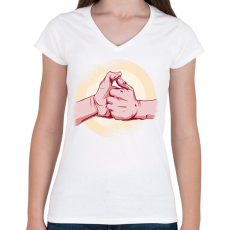 PRINTFASHION Paraszt nintendó - Női V-nyakú póló - Fehér