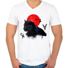 PRINTFASHION Párduc és vérhold - Férfi V-nyakú póló - Fehér férfi póló