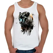 PRINTFASHION párduc - Férfi atléta - Fehér atléta, trikó