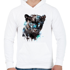 PRINTFASHION párduc - Férfi kapucnis pulóver - Fehér