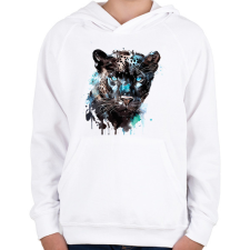 PRINTFASHION párduc - Gyerek kapucnis pulóver - Fehér gyerek pulóver, kardigán