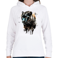 PRINTFASHION párduc - Női kapucnis pulóver - Fehér női pulóver, kardigán