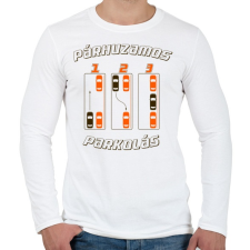 PRINTFASHION parhuzamos-parkolas-2-brown-orange - Férfi hosszú ujjú póló - Fehér férfi póló