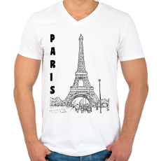 PRINTFASHION paris - Férfi V-nyakú póló - Fehér