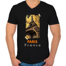 PRINTFASHION paris - Férfi V-nyakú póló - Fekete férfi póló