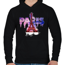 PRINTFASHION paris liquid letter - Férfi kapucnis pulóver - Fekete férfi pulóver, kardigán