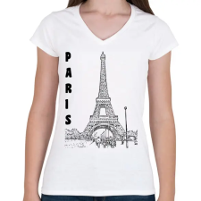 PRINTFASHION paris - Női V-nyakú póló - Fehér női póló