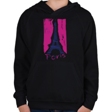 PRINTFASHION Párizs - Gyerek kapucnis pulóver - Fekete gyerek pulóver, kardigán