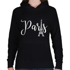 PRINTFASHION Párizs - Női kapucnis pulóver - Fekete női pulóver, kardigán