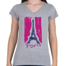 PRINTFASHION Párizs - Női V-nyakú póló - Sport szürke