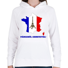 PRINTFASHION Párizsból szeretettel! - Női kapucnis pulóver - Fehér női pulóver, kardigán