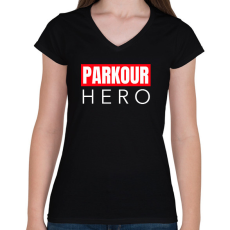 PRINTFASHION PARKOUR HERO - Női V-nyakú póló - Fekete