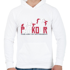 PRINTFASHION Parkour - the art of the moment - Férfi kapucnis pulóver - Fehér