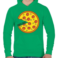 PRINTFASHION Páros póló - First bite pizza - Férfi kapucnis pulóver - Zöld férfi pulóver, kardigán