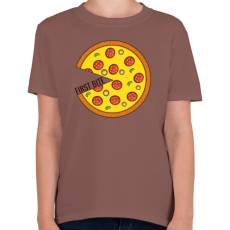 PRINTFASHION Páros póló - First bite pizza - Gyerek póló - Mogyoróbarna
