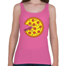 PRINTFASHION Páros póló - First bite pizza - Női atléta - Rózsaszín női trikó