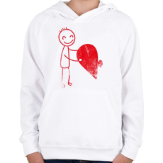 PRINTFASHION Páros szív puzzle 1 - Gyerek kapucnis pulóver - Fehér