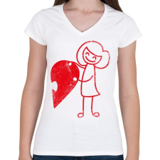PRINTFASHION Páros szív puzzle 2 - Női V-nyakú póló - Fehér női póló