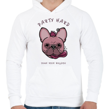 PRINTFASHION Party Hard - Férfi kapucnis pulóver - Fehér férfi pulóver, kardigán