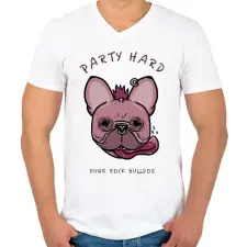PRINTFASHION Party Hard - Férfi V-nyakú póló - Fehér férfi póló