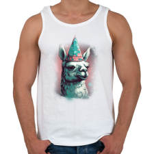 PRINTFASHION Party láma - Férfi atléta - Fehér atléta, trikó