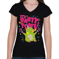 PRINTFASHION Party time - buli van ! - Női V-nyakú póló - Fekete