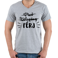 PRINTFASHION Pasi - Vőlegény ->FÉRJ - Férfi V-nyakú póló - Sport szürke