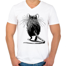 PRINTFASHION Patkány rajz - Férfi V-nyakú póló - Fehér férfi póló